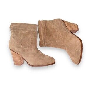 Chinese Laundry Under Cover Booties Ankle Boots Suede Chunky Heel Slouchy Upper